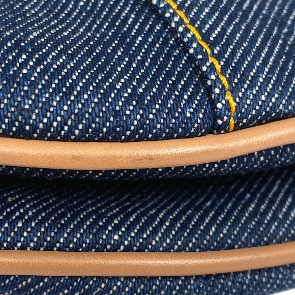 Christian Dior Saddle Bag Handbag Shoulder Denim Blue Beige - Picture 5 of 12